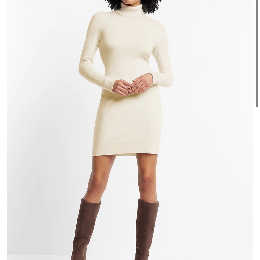 Express NWT Cream Turtleneck Sweater Dress